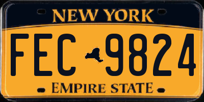 NY license plate FEC9824
