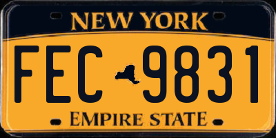 NY license plate FEC9831