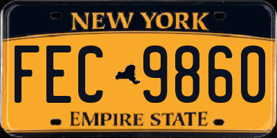 NY license plate FEC9860