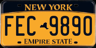 NY license plate FEC9890