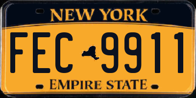 NY license plate FEC9911