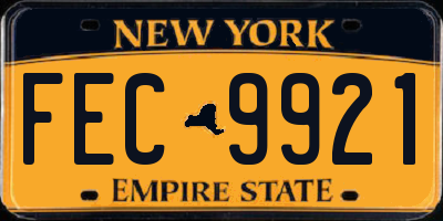 NY license plate FEC9921