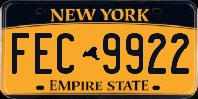 NY license plate FEC9922