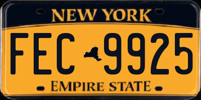 NY license plate FEC9925