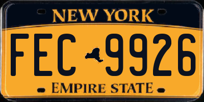 NY license plate FEC9926