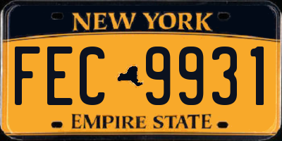 NY license plate FEC9931