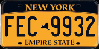 NY license plate FEC9932