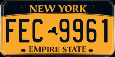 NY license plate FEC9961