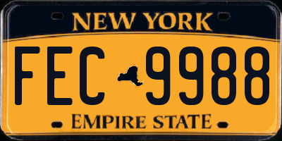 NY license plate FEC9988