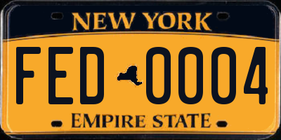 NY license plate FED0004
