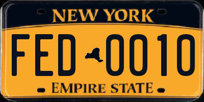 NY license plate FED0010