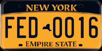 NY license plate FED0016
