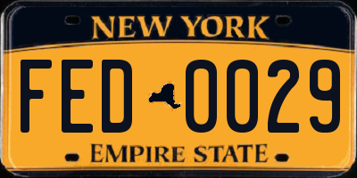 NY license plate FED0029