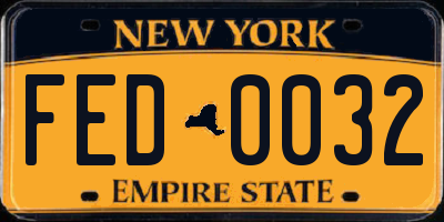NY license plate FED0032