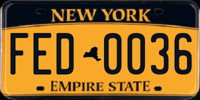 NY license plate FED0036