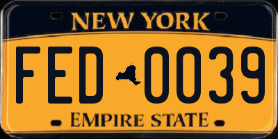 NY license plate FED0039