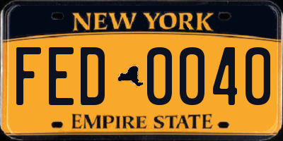 NY license plate FED0040