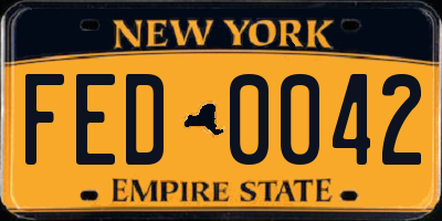 NY license plate FED0042