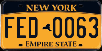 NY license plate FED0063