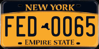 NY license plate FED0065
