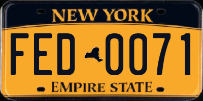 NY license plate FED0071