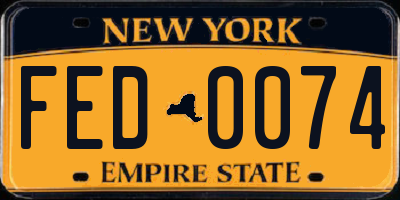 NY license plate FED0074