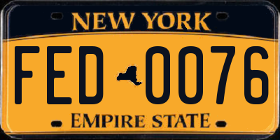 NY license plate FED0076