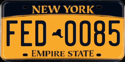 NY license plate FED0085