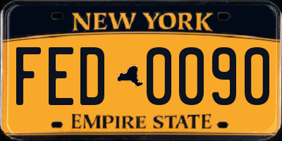 NY license plate FED0090