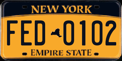 NY license plate FED0102