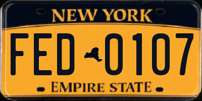 NY license plate FED0107