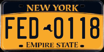 NY license plate FED0118