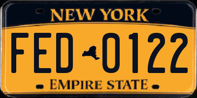 NY license plate FED0122