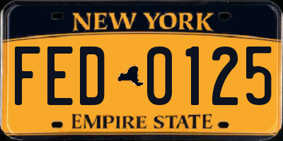NY license plate FED0125