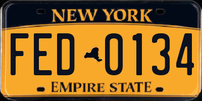 NY license plate FED0134