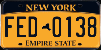NY license plate FED0138