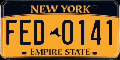 NY license plate FED0141
