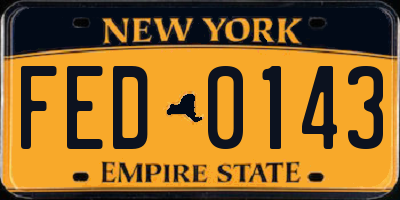 NY license plate FED0143