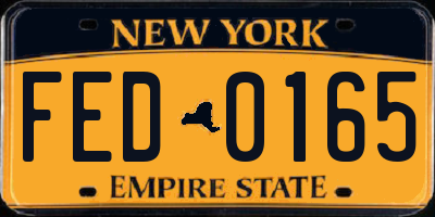 NY license plate FED0165