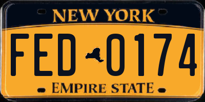 NY license plate FED0174