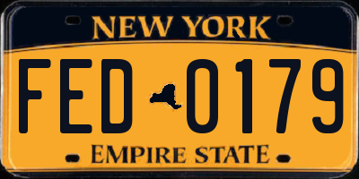 NY license plate FED0179
