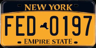 NY license plate FED0197