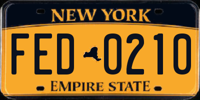 NY license plate FED0210