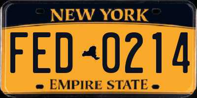 NY license plate FED0214