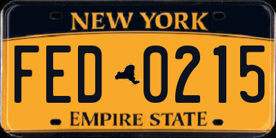 NY license plate FED0215