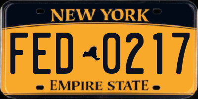 NY license plate FED0217