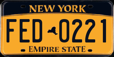 NY license plate FED0221