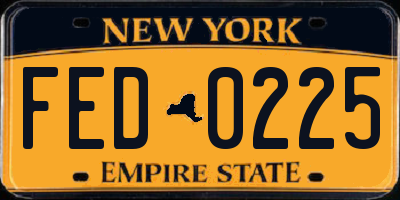 NY license plate FED0225