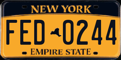 NY license plate FED0244