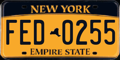 NY license plate FED0255
